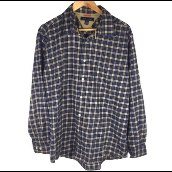 TOMMY HILFIGER Plaid Flannel Button Down Shirt | L - Picture 1 of 7